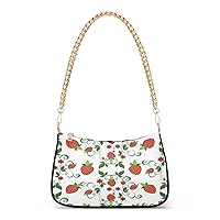 Shoulder Bags for Women Strawberry Hobo Tote Handbag Small Clutch Purse with Zipper Closure