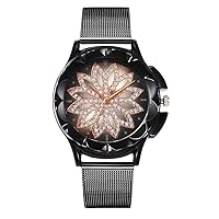 Women Watches Analog Fashion Simple net with Creative Flower dial Quartz Watch