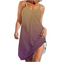 Women Summer Dresses Casual Swing T Shirt Dresses Beach Cover Up Loose Dress Sleeveless Loose Fit Flowy Mini Dress