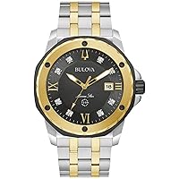 Bulova Men's Marine Star 'Series A' Two-Tone Stainless Steel Watch, Black Dial, 3 Hand Model: 98D175