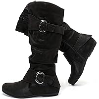 Luoika Women's Extra Wide Calf Knee High Slouchy Boots, Wide Width Tall Boots with Flat Heel Side Zipper.