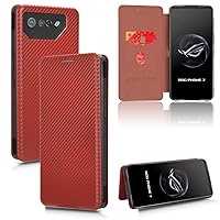 Cell Phone Flip Case Cover For Asus ROG Phone 7/ROG Phone 7 Ultimate Case, Luxury Carbon Fiber PU+TPU Hybrid Case Full Protection Shockproof Flip Case Cover for Asus ROG Phone 7/ROG Phone 7 Ultimate (