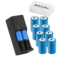 14250 Battery Charger with 8X 300mah 1/2 AA Battery, Lithium Ion 1/2 AA Size Batteries Can Replace 3.6 Volt LS 14250, ER14250, 3V CR14250 Battery for Laser