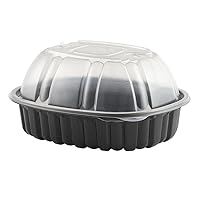 4110600 Anchor Packaging Large Vented Chicken Roaster Combo Pack Black Base Clear Lid 170 / 170