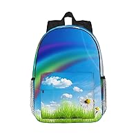 Rainbow Green Grass Printed Backpack Multi-Function Laptop Backpack Casual Daypack for Travel Gym Hiking