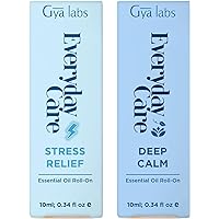 Stress Relief Roll On & Deep Calm Oil Roll On Set - 100% Natural Therapeutic Grade Essential Oils Roll On Set - 2x0.34 fl oz - Gya Labs