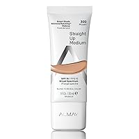 Almay Skintone Matching Foundation, Smart Shade Face Makeup, Hypoallergenic, Oil Free-Fragrance Free, Dermatologist Tested with SPF 15, 300 Straight Up Medium, 1 Oz