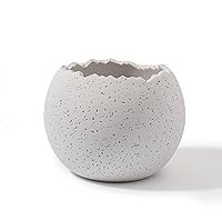 MoonEgg 6 inch Planter - White Plant pots with Drainage for Plants - Modern Stylish Indoor/Outdoor Flower Garden Patio Home Decor - Perfect House Plant Gift