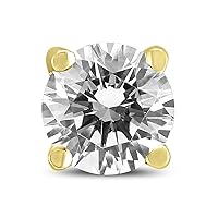 Round Single Stud Diamond Earring in 14K Yellow Gold