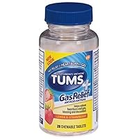 TUMS Chewy Bites Antacid Tablets with Gas Relief Lemon & Strawberry, 54 Count & 28 Count