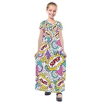 PattyCandy Little Girls Adorable Maxi Dress Astronaut Pop Art & Halloween Party Costume for 2-13 years old