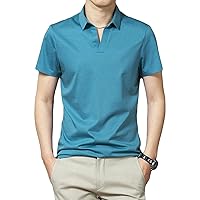 Men's Classic Fit Solid Polo Shirt Casual Regular Fit Solid Stretch T-Shirt Lightweight Athletic Golf Shirts