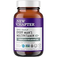 New Chapter Men's Multivitamin 40 Plus for Energy, Heart, Prostate + Immune Support with 20 Fermented Nutrients - Every Man's One Daily 40+, Gentle on The Stomach - 48 ct