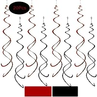 Aimto Black and Red Party Swirl Decorations,Foil Ceiling Hanging Swirl Decorations, Whirls Decorations,Pack of 20