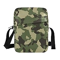 Camouflage Army Green Messenger Bag for Women Men Crossbody Shoulder Bag Cell Phone Wallet Purses Messenger Shoulder Bag with Adjustable Strap for Teen Girls
