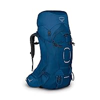 Osprey Aether 55L Men's Backpacking Backpack, Deep Water Blue, L/XL