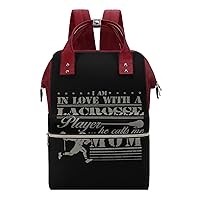 Lacrosse Player Calls Me Mom Durable Travel Laptop Hiking Backpack Waterproof Fashion Print Bag for Work Park Red-Style