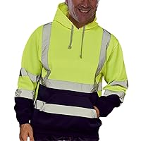 High Visibility Reflective Hoodies Jackets for Men Women Class 3 Safety Sweatshirts Fleece Sweater（Yellow，M-5XL）