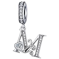 Silver Letter Charm Fit for Pandora Charms Bracelet Alphabet Initial Dangle Charms Beads Jewelry Gifts for Women Girls