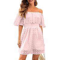 Blooming Jelly Womens White Dresses Off The Shoulder Chiffon Beach Dress Casual Summer Mini Dresses