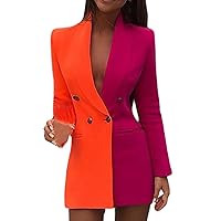 XJYIOEWT Rockabilly Dresses for Women,Women's Color Block Patchwork Business V Neck Cardigan Suit Skirt Womens Sequin Ma