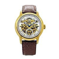 Gallucci Unisex Fashion Skeleton Automatic Wrist Watch with Luminous Hands and 24 Hours Display