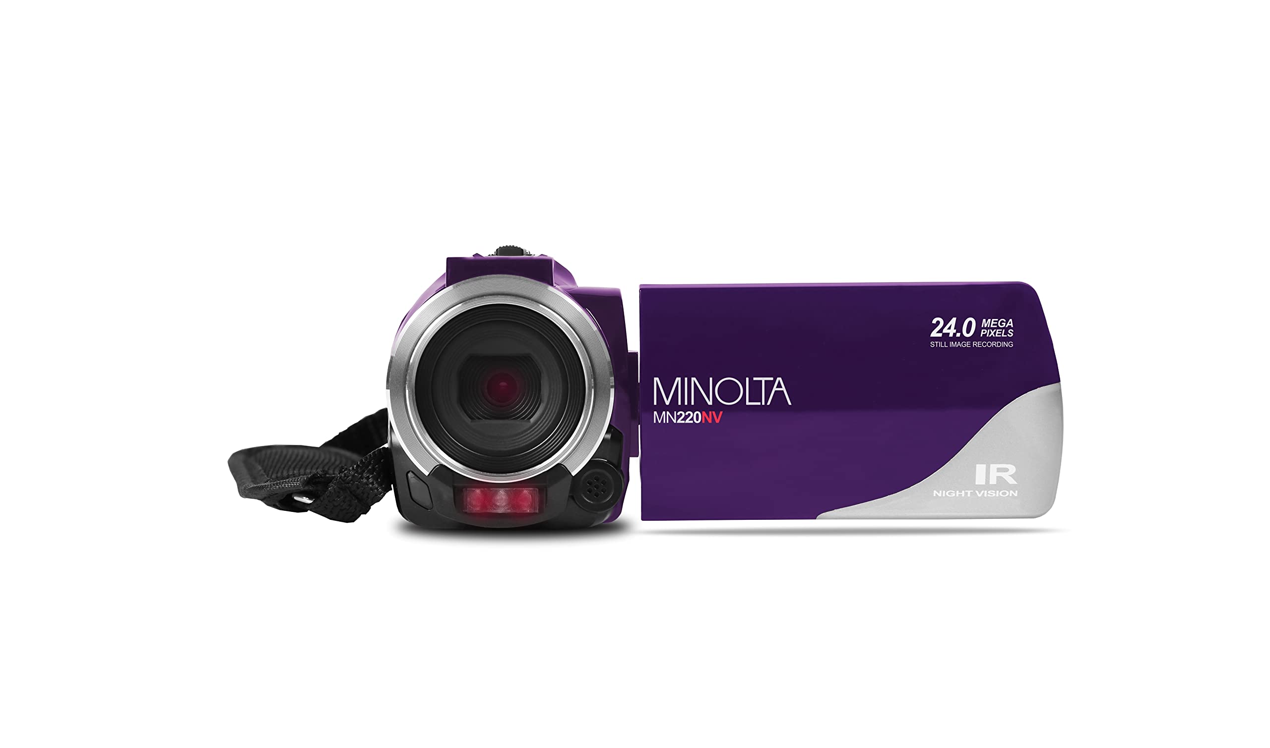 Minolta MN220NV 1080p Full HD 24MP Night Vision Camcorder with WiFi w/32GB Memory Card (Purple)