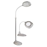 OttLite 2-in-1 LED Magnifier Light Floor and Table Lamps – Optical Grade Hands-Free Magnifying LED Light, Modern Design for Crafting, Sewing, Reading, Needlework