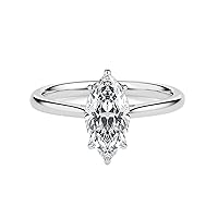 Riya Gems 2 CT Marquise Diamond Moissanite Engagement Ring Wedding Ring Eternity Band Vintage Solitaire Halo Hidden Prong Setting Silver Jewelry Anniversary Promise Ring Gift
