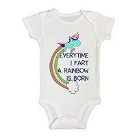 Cute Baby Girls Onesie Every time I Fart a Rainbow is Born 0-3 Months, White