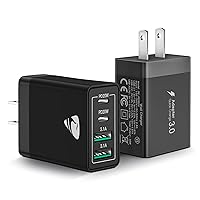 [2-Pack] USB C Wall Charger Block, Aiminu 40W 4-Port Fast Charging Block Dual Port QC+PD Power Brick Multiport Type C Charger Plug Adapter for iPhone 15 14 13 12 11 Pro Max XS XR SE 8 Plus, Samsung