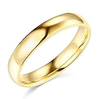 Solid 14k Yellow Gold Band Plain Wedding Ring Polished Finish Regular Fit, 4 mm Size 9