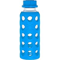 Lifefactory 9-Ounce Glass Beverage Bottle with Flat Cap, Ocean
