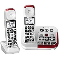 Panasonic KX-TGM420W + (1) KX-TGMA44W Amplified Cordless Phone with Digital Answering Machine and Voice Volume Booster upto 40 dB (2 Handsets)