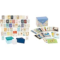 Hallmark Assorted Boxed Greeting Cards Set with Card Organizer (100 Cards) and Handmade Boxed Greeting Cards Set (24 Cards)