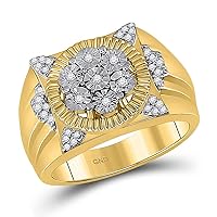 The Diamond Deal 10kt Yellow Gold Mens Round Diamond Fashion Cluster Ring 1/5 Cttw