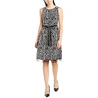 TAHARI Women's Embroidered Mesh Sleeveless Fit and Flare Dress