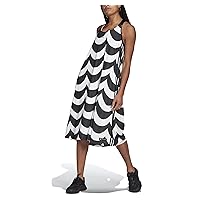 adidas Originals Women's Marimekko Midi Tank Racerback Dress, 2, Black/White