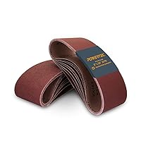 POWERTEC 3 x 18 Inch Sanding Belts, 5 Each of 40/60/80/120 Grits, 20PK, Aluminum Oxide Belt Sander Sanding Belt Assortment for Portable Belt Sander, Wood & Paint Sanding, Metal Polishing (110802)