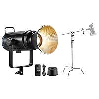 NEEWER CB200B 210W LED Video Light 2.4G/APP Remote Control with C Stand and Boom Arm Kit, All Metal Bi Color COB Continuous Output Lighting Bowens Mount 90000Lux/1m 2700K-6500K CRI/TLCI97+ 12 Effects