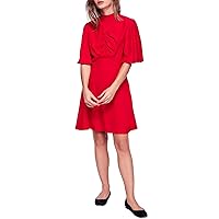 Free People Be My Baby Women's Ruched Mock Neck Flutter Sleeve Mini Dress
