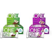 ONE Protein Bars Gluten Free, Almond Bliss & Fruity Cereal, 20g Protein 1g Sugar Bars (12 Pack) Bundle
