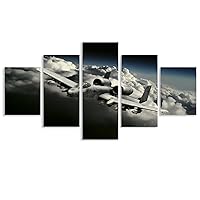 5 PCS A-10 Warthog Aircraft Canvas Wall Art Warthog Fighter Poster Air Force Aircraft Military Picture Living Room Office Large Aircraft Wall Decor Boys Bedroom Aviation Decor Aircraft Gifts Canvas W