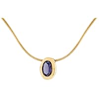 Carissima Gold Women's 9 ct Yellow Gold 7 x 9 mm Oval Pendant on Snake Chain Necklace of Length 41 cm/16 Inch