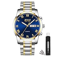 BOSCK Watches for Men,Analog Mens Watch 42mm Large Face Easy Read Stainless Steel Business Watch,Classic Luxury 30M Waterproof Mens Wrist Watches