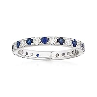 Ross-Simons 0.50 ct. t.w. Sapphire and .50 ct. t.w. Diamond Eternity Band in 14kt White Gold
