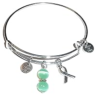 Hidden Hollow Beads Cancer Awareness (Hope for the Cure) Expandable Wire Women's Bangle Bracelet, Made In USA, Comes in a GIFT BAG