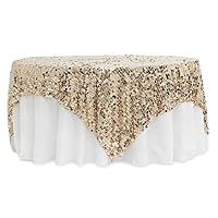 Champagne Large Payette Sequin Table Overlay Square Topper (90