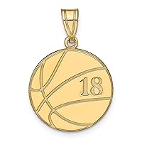 14k Yellow Gold Basketball Customize Personalize Engravable Charm Pendant Jewelry Gifts For Women or Men (Length 0.7