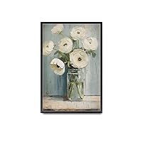 YX Tide Poster Wall Art Print White Rose Painting Rose Bouquet Wall Art Living Room and Bedroom Home Decoration 12x18inch Metal Frame